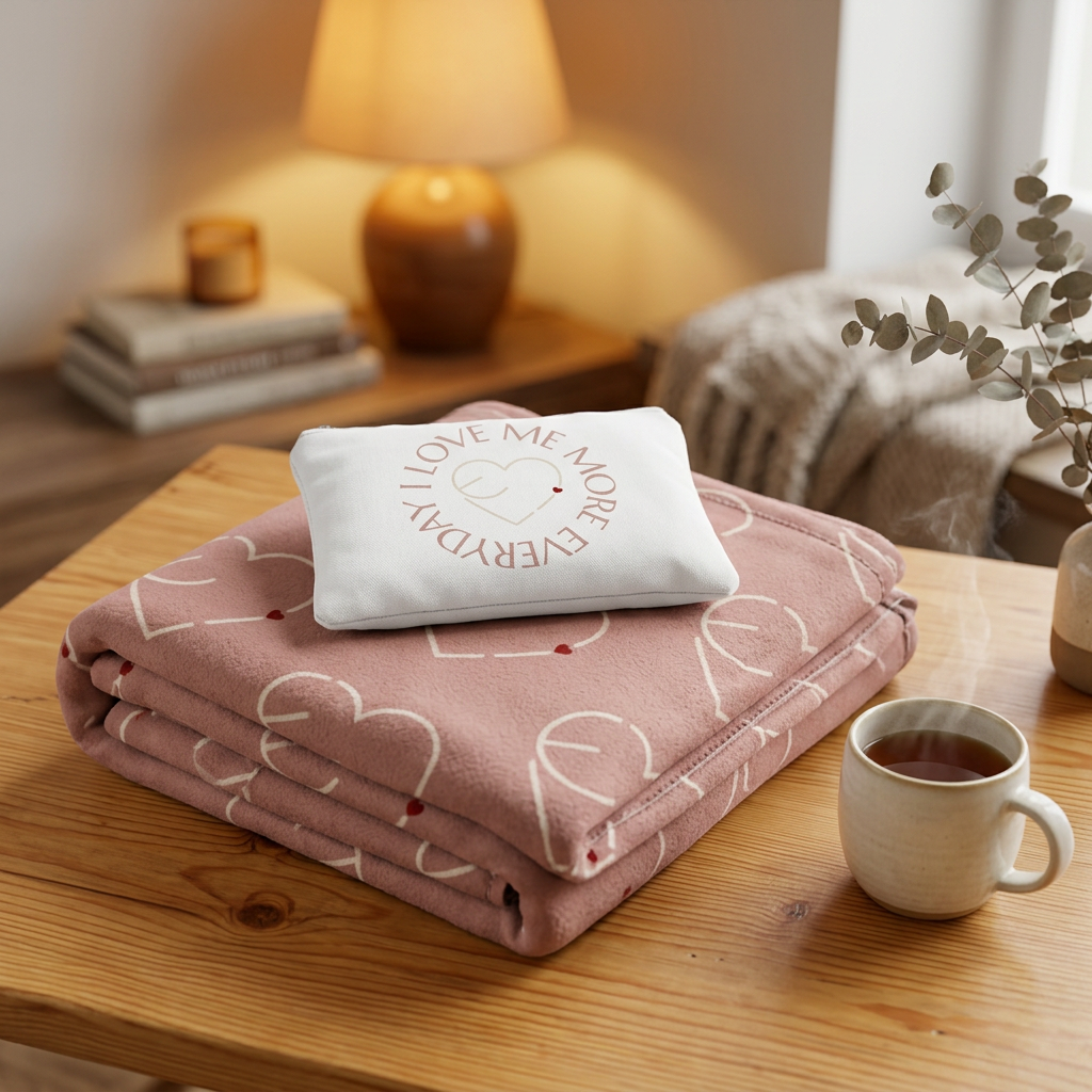 I love me more everyday Travel Blanket with Pouch — Portable Cozy Throw for Flights & Road Trips