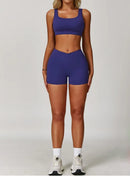 Person wearing a blue athletic outfit